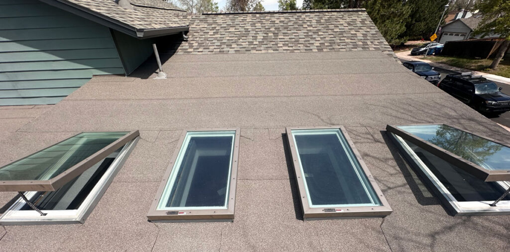 Completed roof with opening skylights in the Denver area
